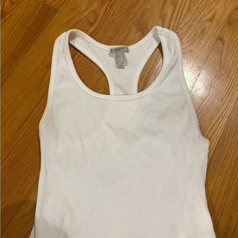 Forever 21 Cream Ribbed Tank Top